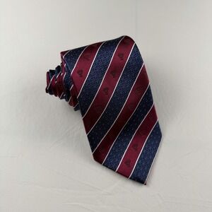 Playoff semifinal striped red blue trophy AOP Navy Silk Tie